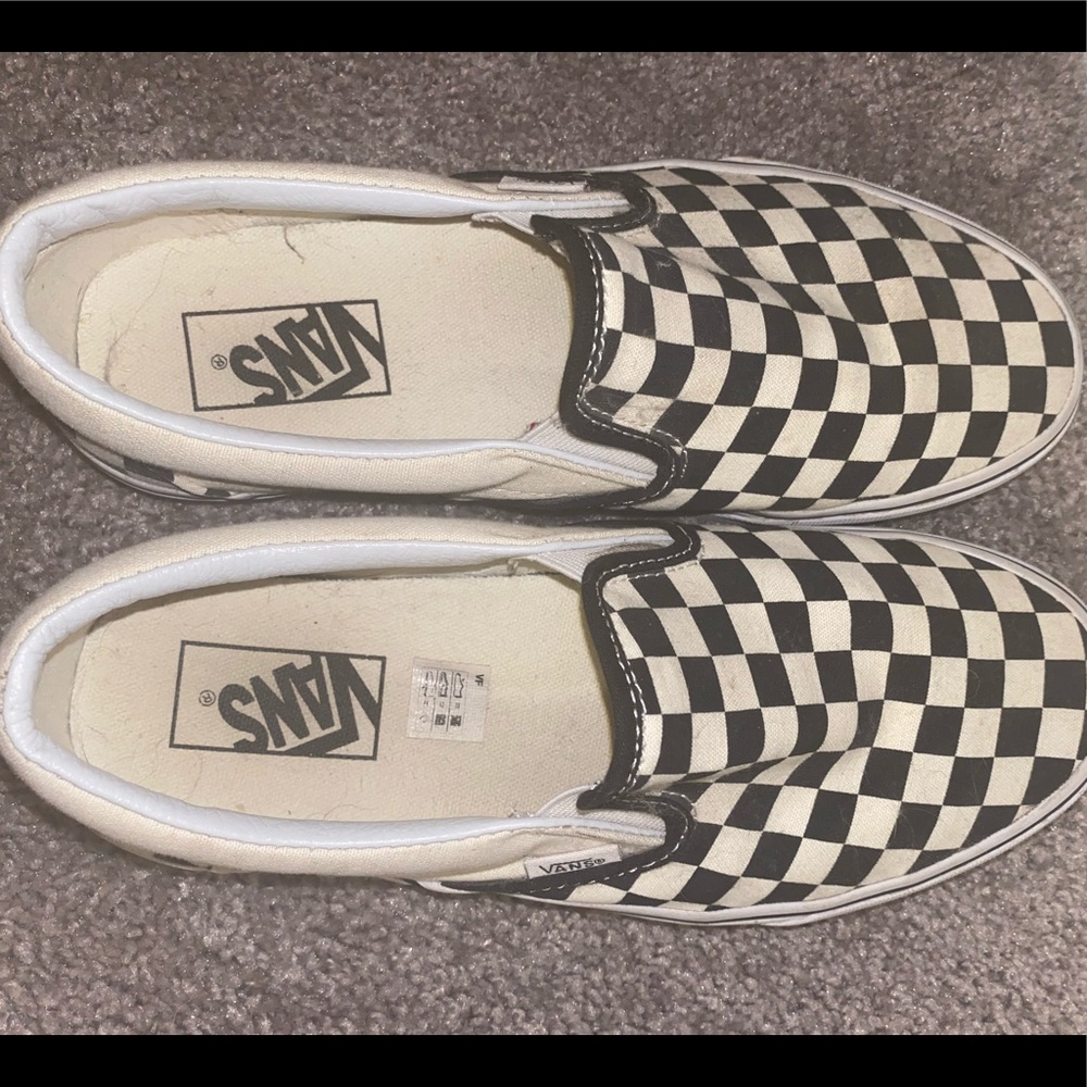 checkerboard slip on vans